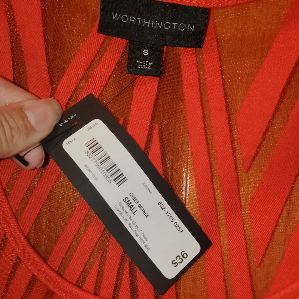 Worthington size small Sheer orange tank top new with tags. Abstract - Picture 5 of 5